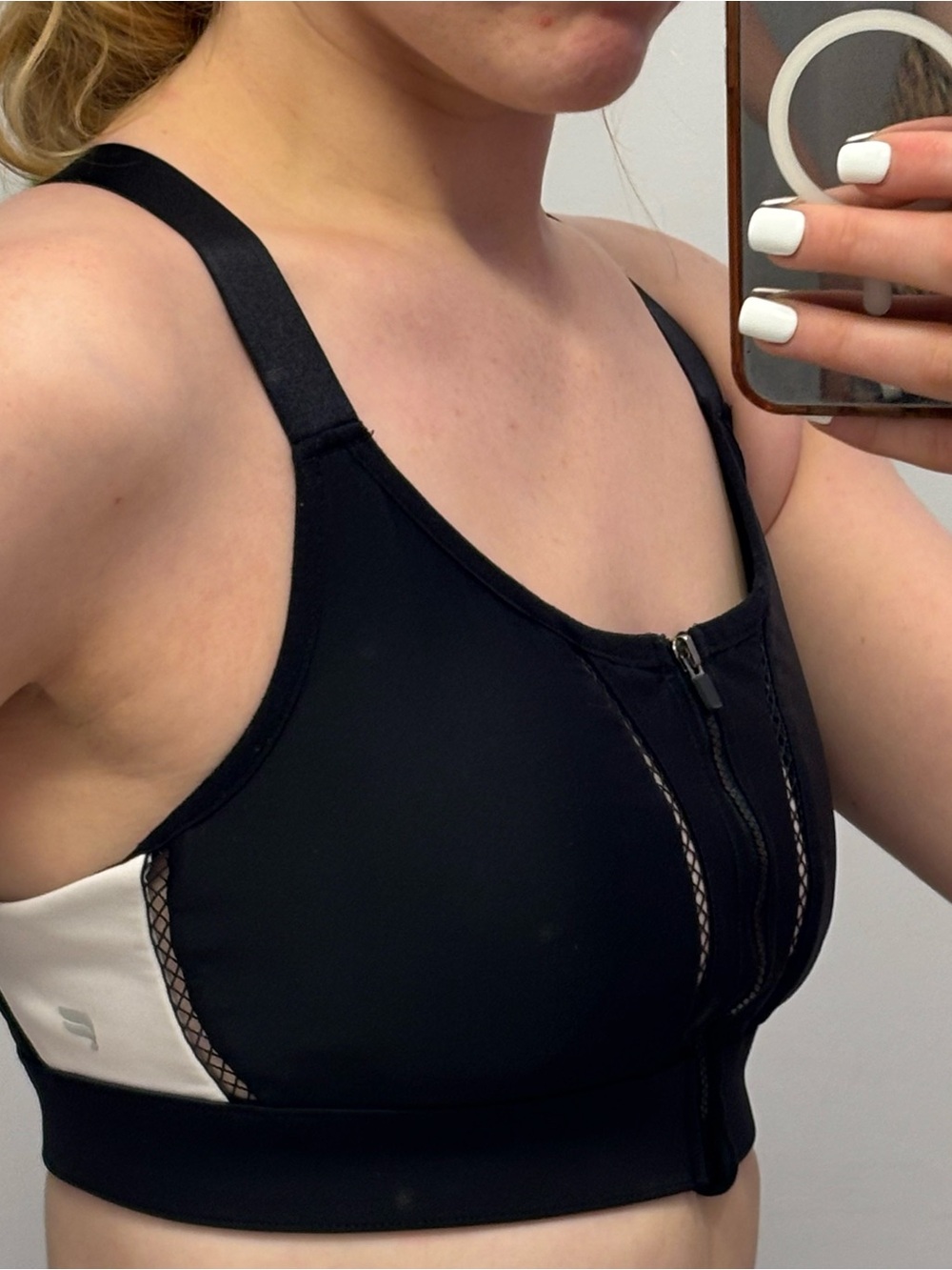 Fabletics Black Front-Zip Sports Bra